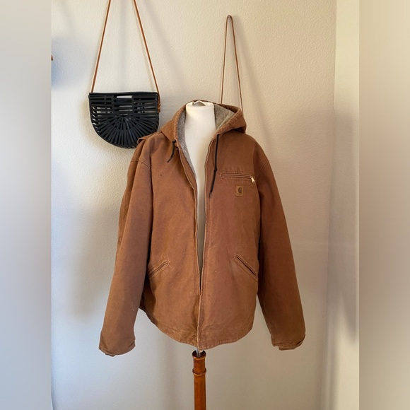 Carhartt Tan Sandstone Sierra Sherpa Lined Hooded Jacket, Size XL
